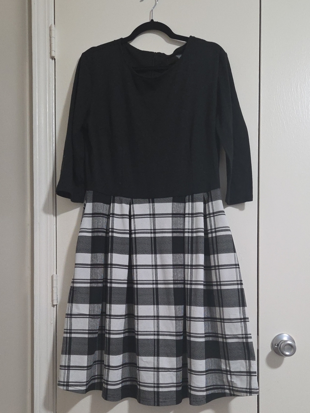 Black & White Plaid Fit-and-Flare Dress